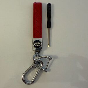 Toyota Key Fob Keychain in Red Leather with Logo NWT
